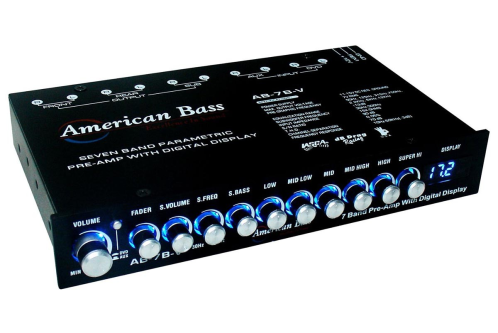 American Bass Equalizer 7V Line Driver + Digital Voltmeter AB 7band