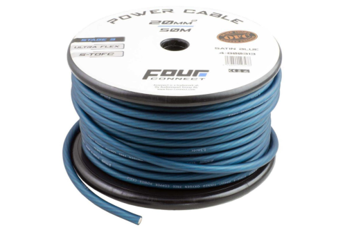 FOUR Connect 20 mm² S-TOFC Bleu Ultra flexible Stage 3 100% cuivre étamé à l'Argent, 2400 RMS
