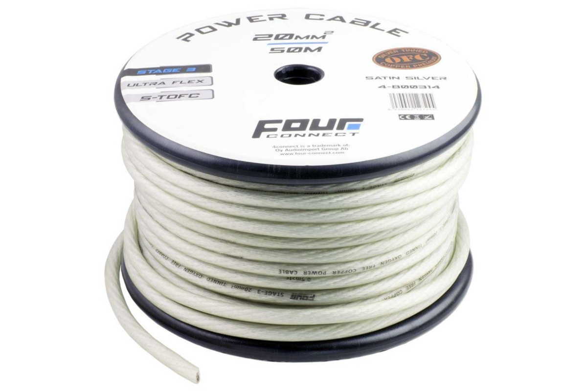 FOUR Connect 20 mm² S-TOFC Argent Ultra flexible Stage 3  100% cuivre étamé à l'Argent, 2400 RMS