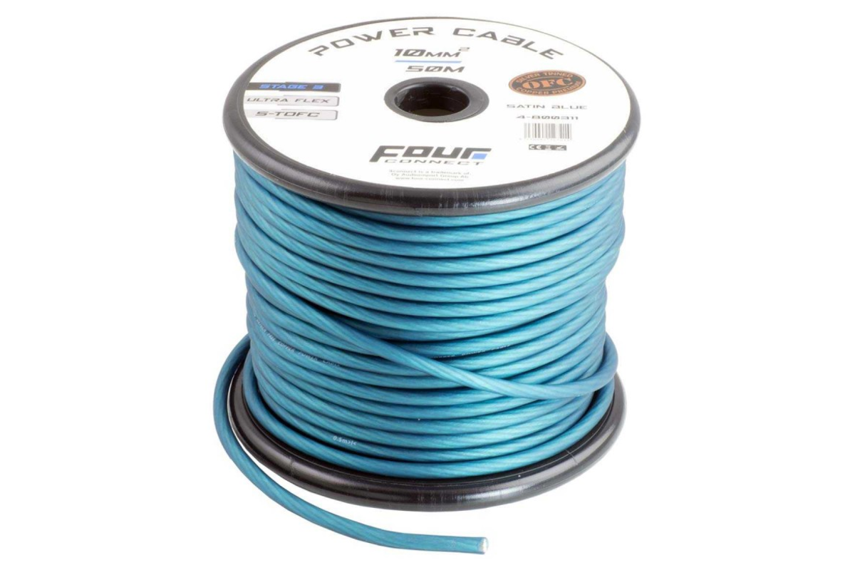 FOUR Connect 10 mm² S-TOFC Bleu Ultra flexible Stage 3 100% cuivre étamé à l'Argent, 1200 RMS